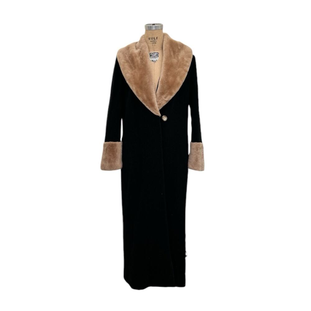 J. Peterman Co Coat Louise Brooks Black Cashmere Wool Women Flapper Maxi Size 4 - Picture 3 of 13